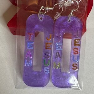 Purple 'Team Jesus' Earrings